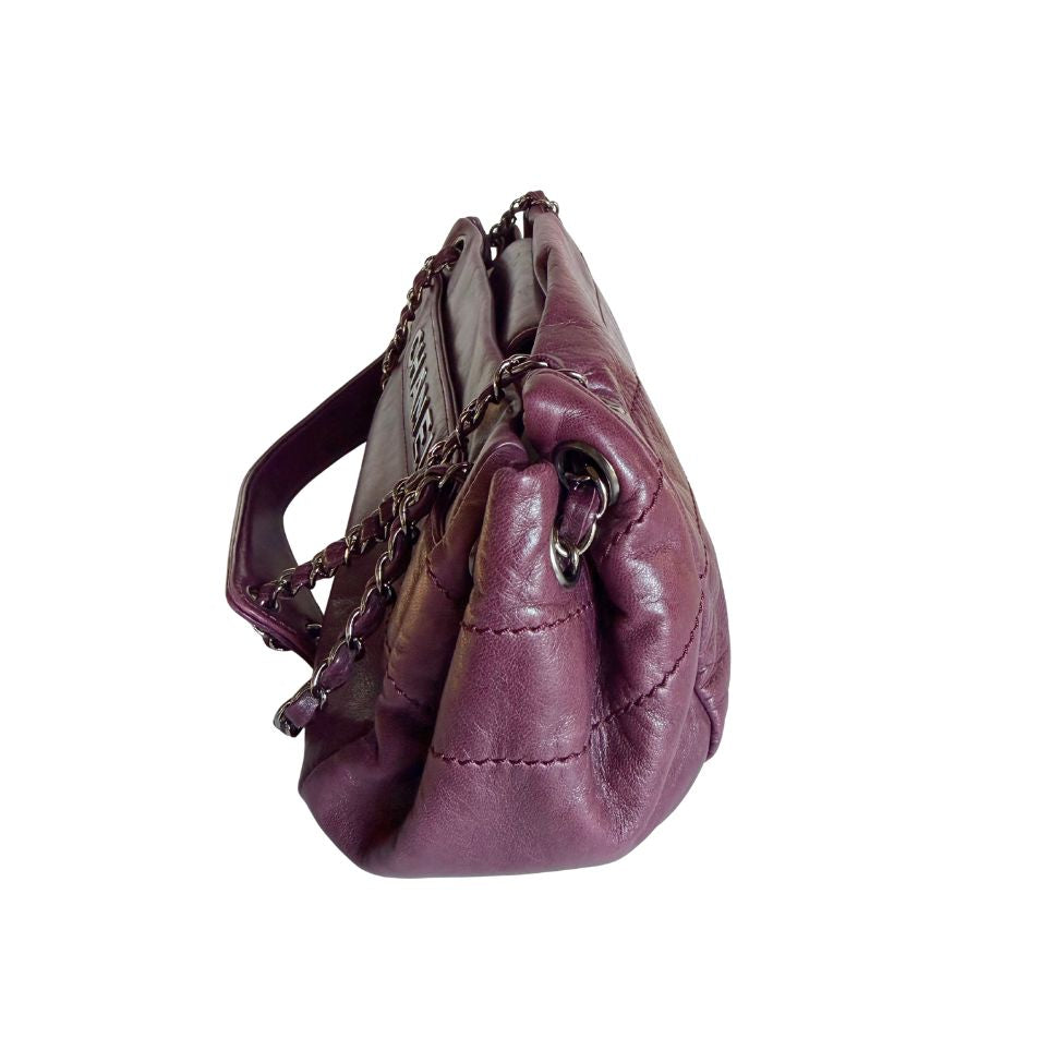 Chanel LAX Accordion Plum Bag Karl Lagerfeld Era