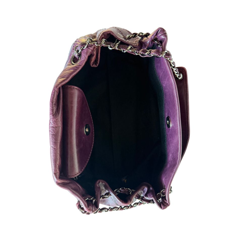 Chanel LAX Accordion Plum Bag Karl Lagerfeld Era
