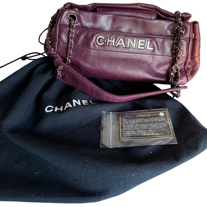 Chanel LAX Accordion Plum Bag Karl Lagerfeld Era