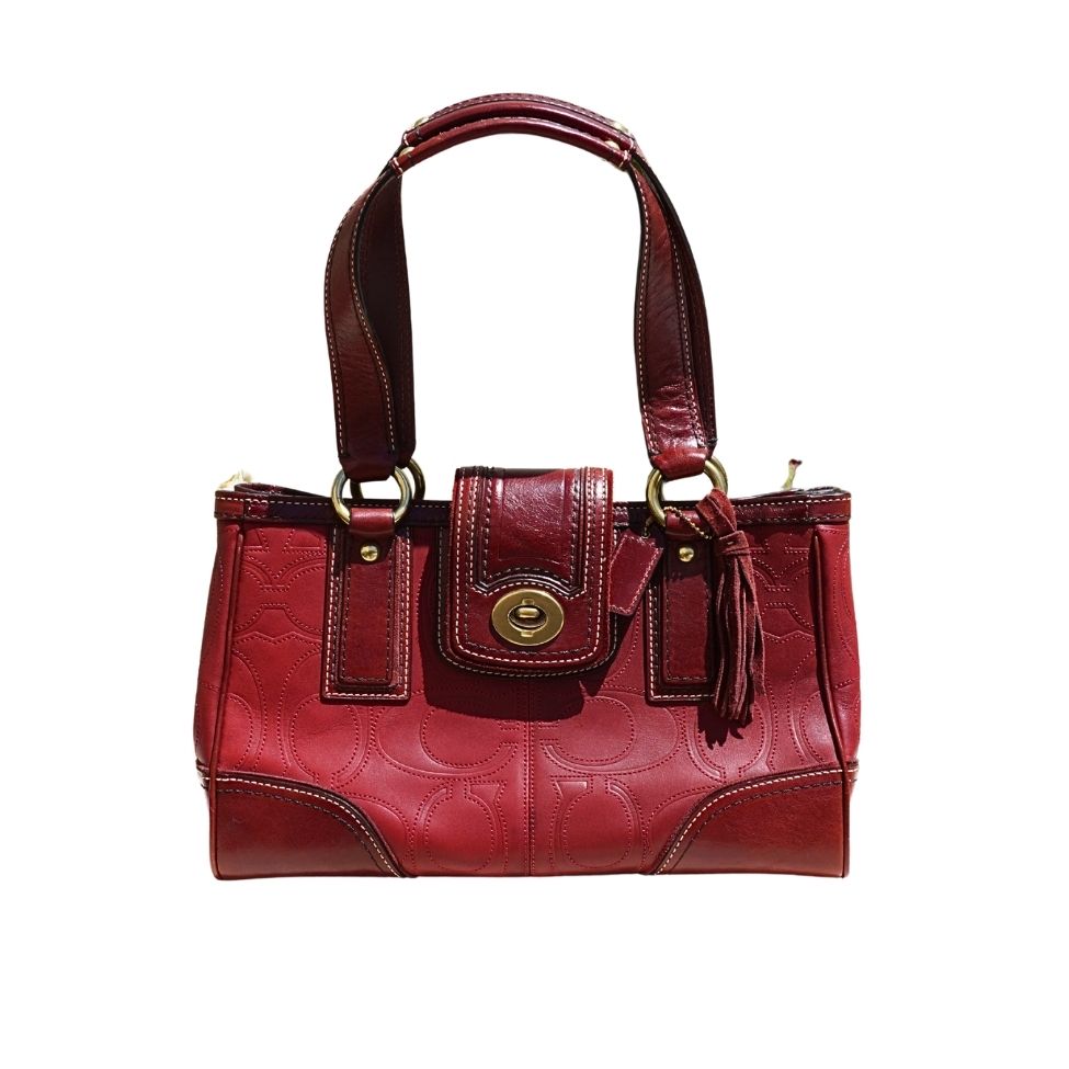 Coach Hampton Signature Red Satchel