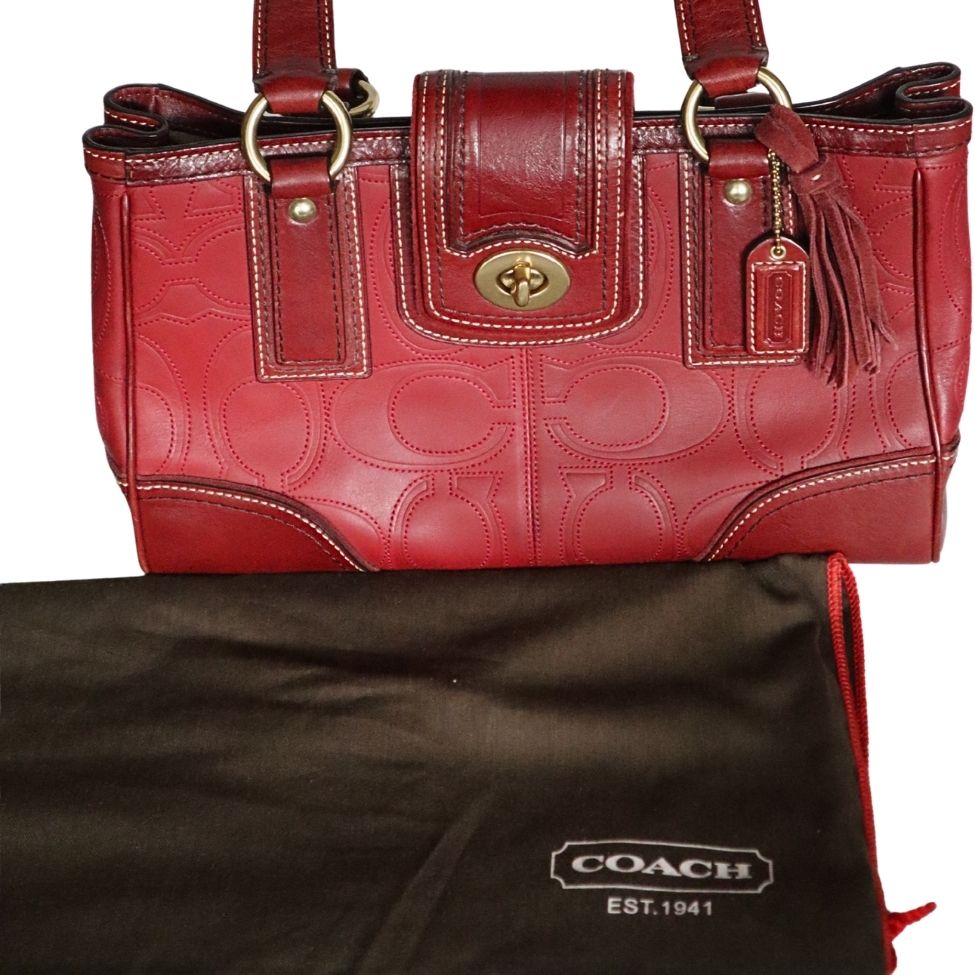 Coach Hampton Signature Red Satchel
