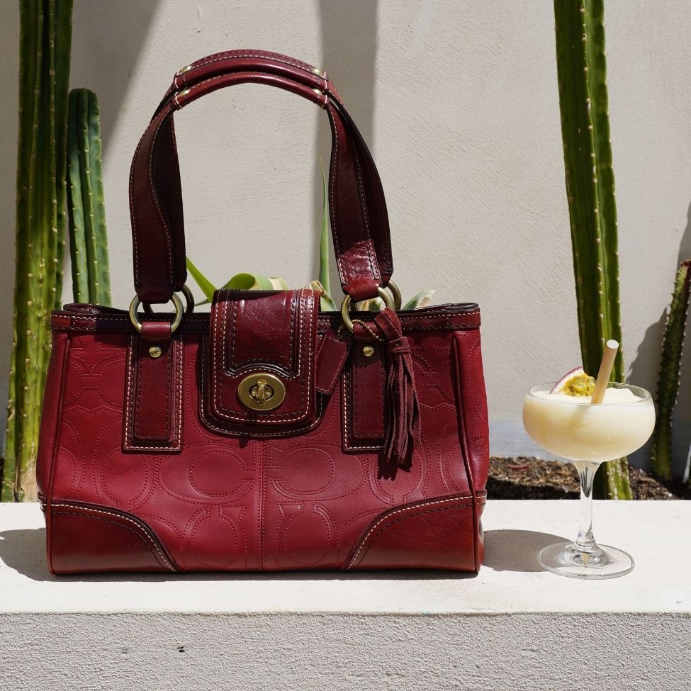 Coach Hampton Signature Red Satchel